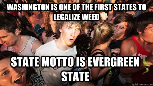Washington is one of the first states to legalize weed state motto is evergreen state - Washington is one of the first states to legalize weed state motto is evergreen state  Sudden Clarity Clarence