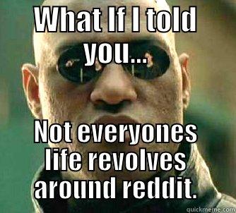 WHAT IF I TOLD YOU... NOT EVERYONES LIFE REVOLVES AROUND REDDIT. Matrix Morpheus