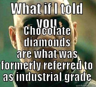 WHAT IF I TOLD YOU CHOCOLATE DIAMONDS ARE WHAT WAS FORMERLY REFERRED TO AS INDUSTRIAL GRADE Matrix Morpheus