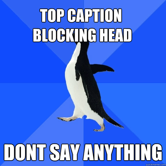 top Caption
 blocking hEad Dont say anything  Socially Awkward Penguin