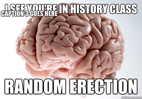 I see you're in history class Random Erection Caption 3 goes here  Scumbag Brain