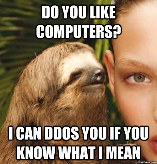 Do you like computers? I can ddos you if you know what i mean - Do you like computers? I can ddos you if you know what i mean  rape sloth