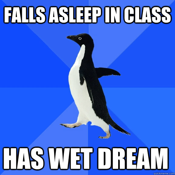 Falls asleep in class has wet dream  Socially Awkward Penguin