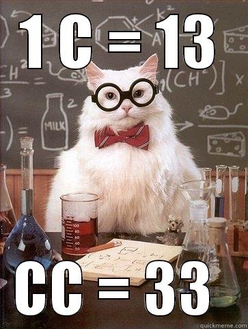 1 C = 13 CC = 33  Chemistry Cat