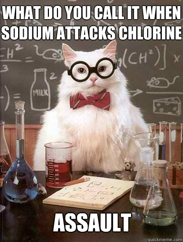 What do you call it when Sodium attacks Chlorine Assault  Chemistry Cat
