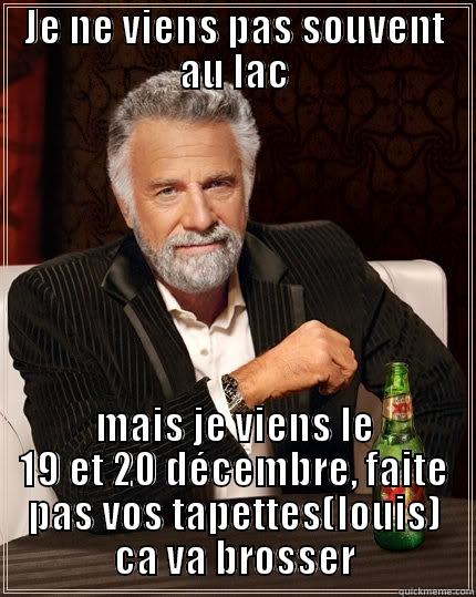JE NE VIENS PAS SOUVENT AU LAC MAIS JE VIENS LE 19 ET 20 DÉCEMBRE, FAITE PAS VOS TAPETTES(LOUIS) CA VA BROSSER The Most Interesting Man In The World