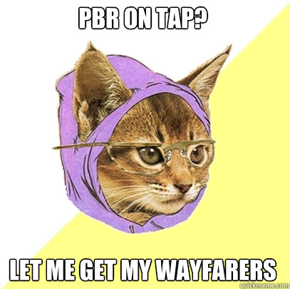 PBR ON TAP? LET ME GET MY WAYFARERS  Hipster Kitty