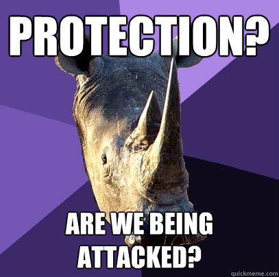 Protection? Are we being attacked?  Sexually Oblivious Rhino