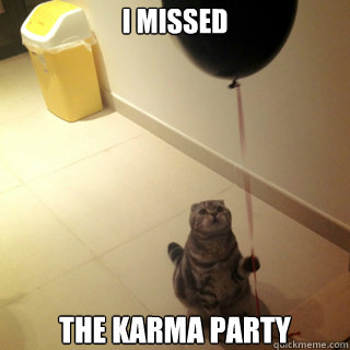 I missed  the karma party  Sad Birthday Cat