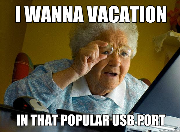 I WANNA VACATION IN THAT POPULAR USB PORT  Grandma finds the Internet