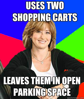 USES TWO SHOPPING CARTS LEAVES THEM IN OPEN PARKING SPACE  Sheltering Suburban Mom