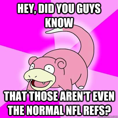 Hey, did you guys know that those aren't even the normal nfl refs?  Slowpoke