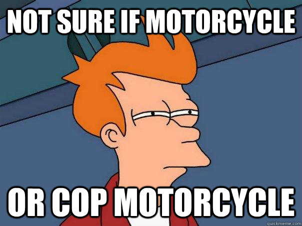 Not sure if motorcycle Or cop motorcycle  Futurama Fry