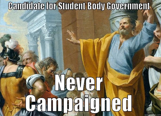 CANDIDATE FOR STUDENT BODY GOVERNMENT  NEVER CAMPAIGNED Misc