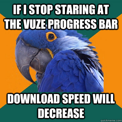 if i stop staring at the vuze progress bar download speed will decrease   Paranoid Parrot