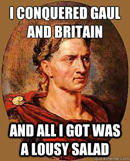I conquered gaul and Britain and all i got was a lousy salad - I conquered gaul and Britain and all i got was a lousy salad  Freshman Julius Caesar