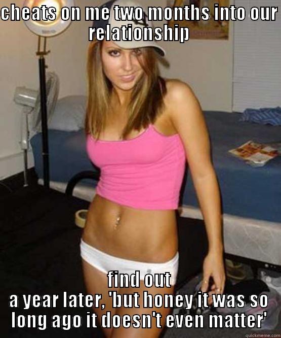 CHEATS ON ME TWO MONTHS INTO OUR RELATIONSHIP FIND OUT A YEAR LATER, 'BUT HONEY IT WAS SO LONG AGO IT DOESN'T EVEN MATTER' Misc