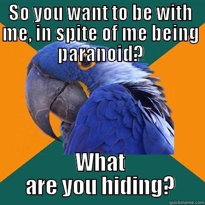 SO YOU WANT TO BE WITH ME, IN SPITE OF ME BEING PARANOID? WHAT ARE YOU HIDING? Paranoid Parrot