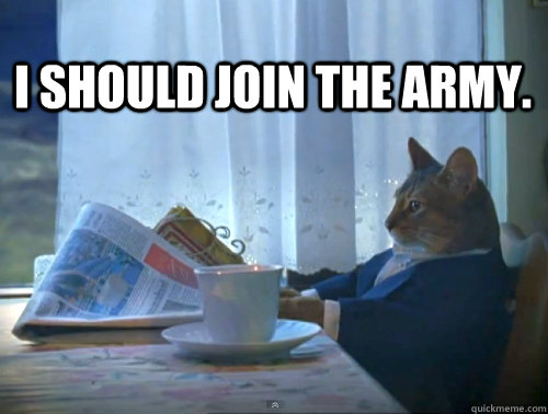 I should join the army. - I should join the army.  1% Cat