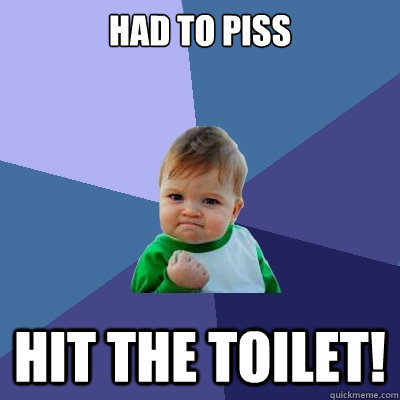had to piss hit the toilet!  Success Kid