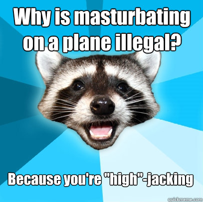 Why is masturbating on a plane illegal? Because you're 