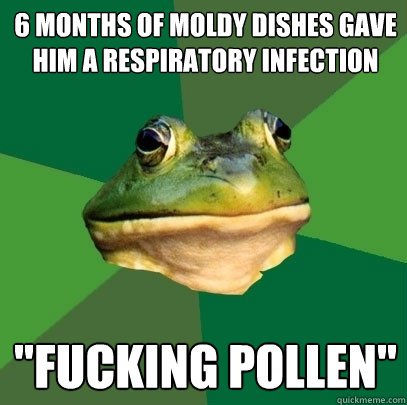6 months of moldy dishes gave him a respiratory infection 