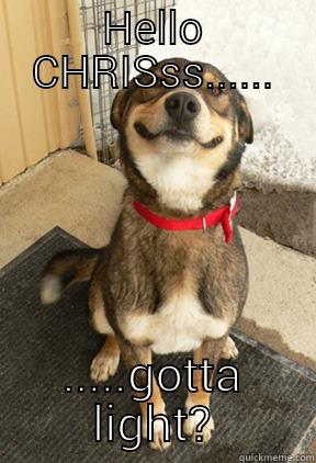 HELLO CHRISSS...... .....GOTTA LIGHT? Good Dog Greg
