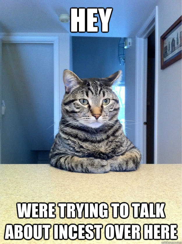 HEY were trying to talk about incest over here  Chris Hansen Cat
