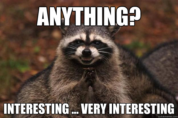 ANYTHING? INTERESTING ... VERY interesting  Evil Plotting Raccoon