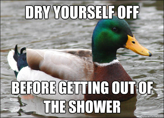 Dry yourself off before getting out of the shower  Actual Advice Mallard