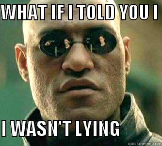 WHAT IF I TOLD YOU I   I WASN'T LYING            Matrix Morpheus
