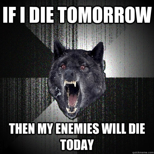 If I die tomorrow Then my enemies will die today  Insanity Wolf