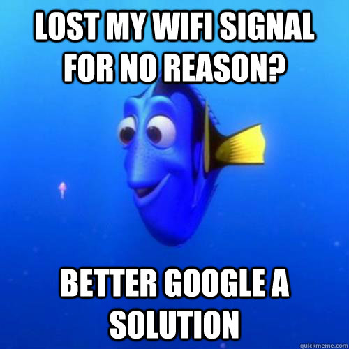 lost my wifi signal for no reason? better google a solution - lost my wifi signal for no reason? better google a solution  dory