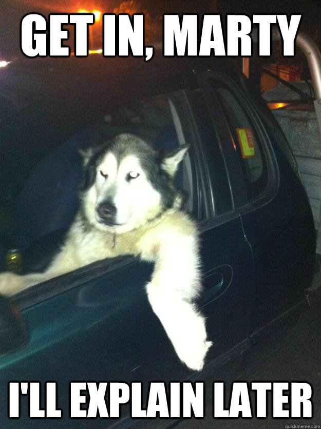 get in, marty i'll explain later - get in, marty i'll explain later  Mean Dog