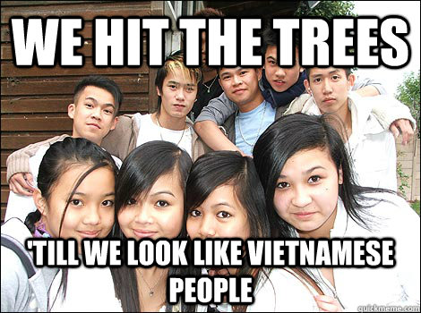 We hit the trees 'till we look like vietnamese people  Vietnamese people