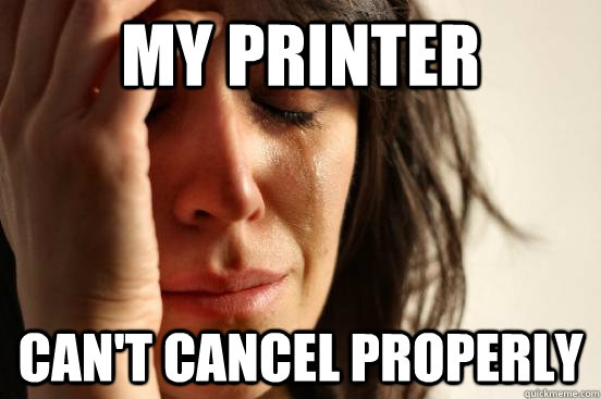 My printer can't cancel properly  First World Problems