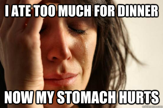 I ate too much for dinner Now my stomach hurts  First World Problems
