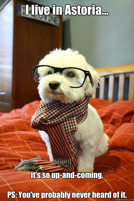I live in Astoria... it's so up-and-coming. 

PS: You've probably never heard of it.   Hipster Dog