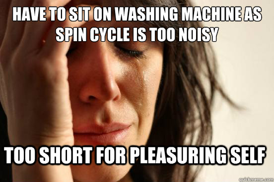 Have to sit on washing machine as spin cycle is too noisy Too short for pleasuring self  FirstWorldProblems