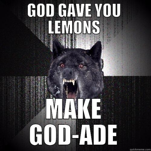 GOD GAVE YOU LEMONS MAKE GOD-ADE Insanity Wolf