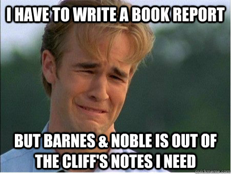 I have to write a book report But Barnes & Noble is out of the Cliff's Notes I need  1990s Problems