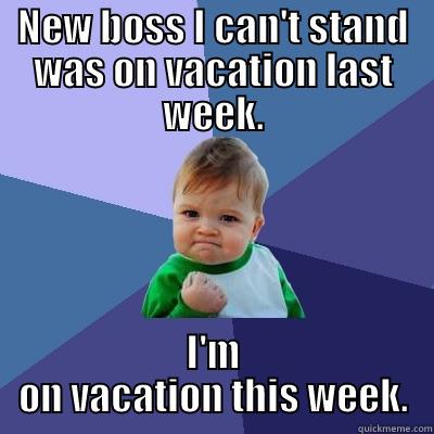 NEW BOSS I CAN'T STAND WAS ON VACATION LAST WEEK. I'M ON VACATION THIS WEEK. Success Kid