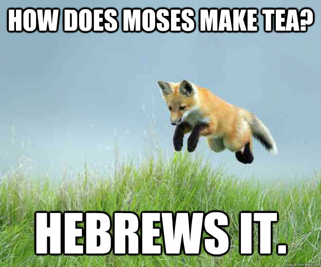 How does Moses make tea? Hebrews it.  