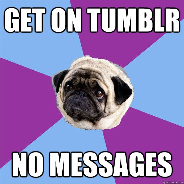 get on tumblr no messages  Lonely Pug