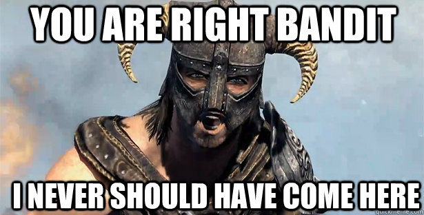 You are right bandit I never should have come here  skyrim