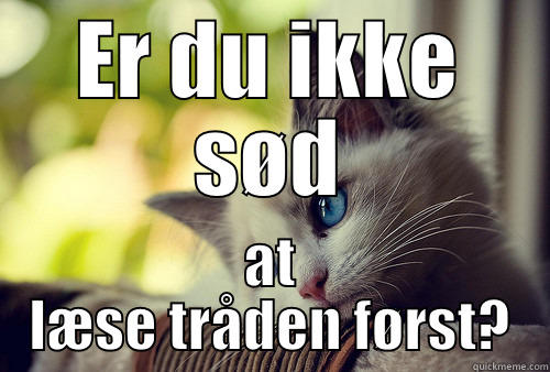 ER DU IKKE SØD AT LÆSE TRÅDEN FØRST? First World Problems Cat