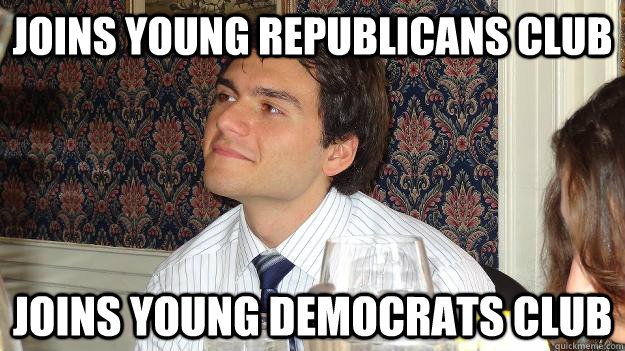 joins young republicans club joins young democrats club  