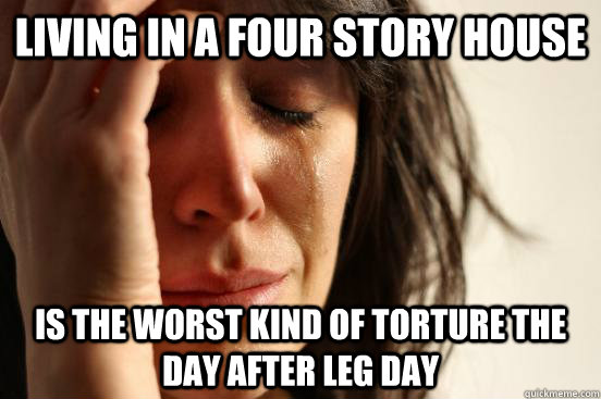 Living in a four story house  is the worst kind of torture the day after leg day  First World Problems