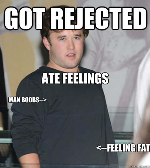 Got rejected Ate feelings <--Feeling fat Man Boobs-->  