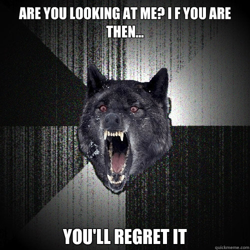 are you looking at me? i f you are then... You'll regret it  Insanity Wolf
